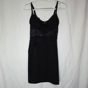 Black Lace Bustier Midi Dress Bodycon‎ Slip Lingerie Style Womens M